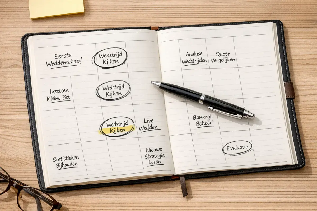 Open planner met wekelijkse planning en voetbal aantekeningen