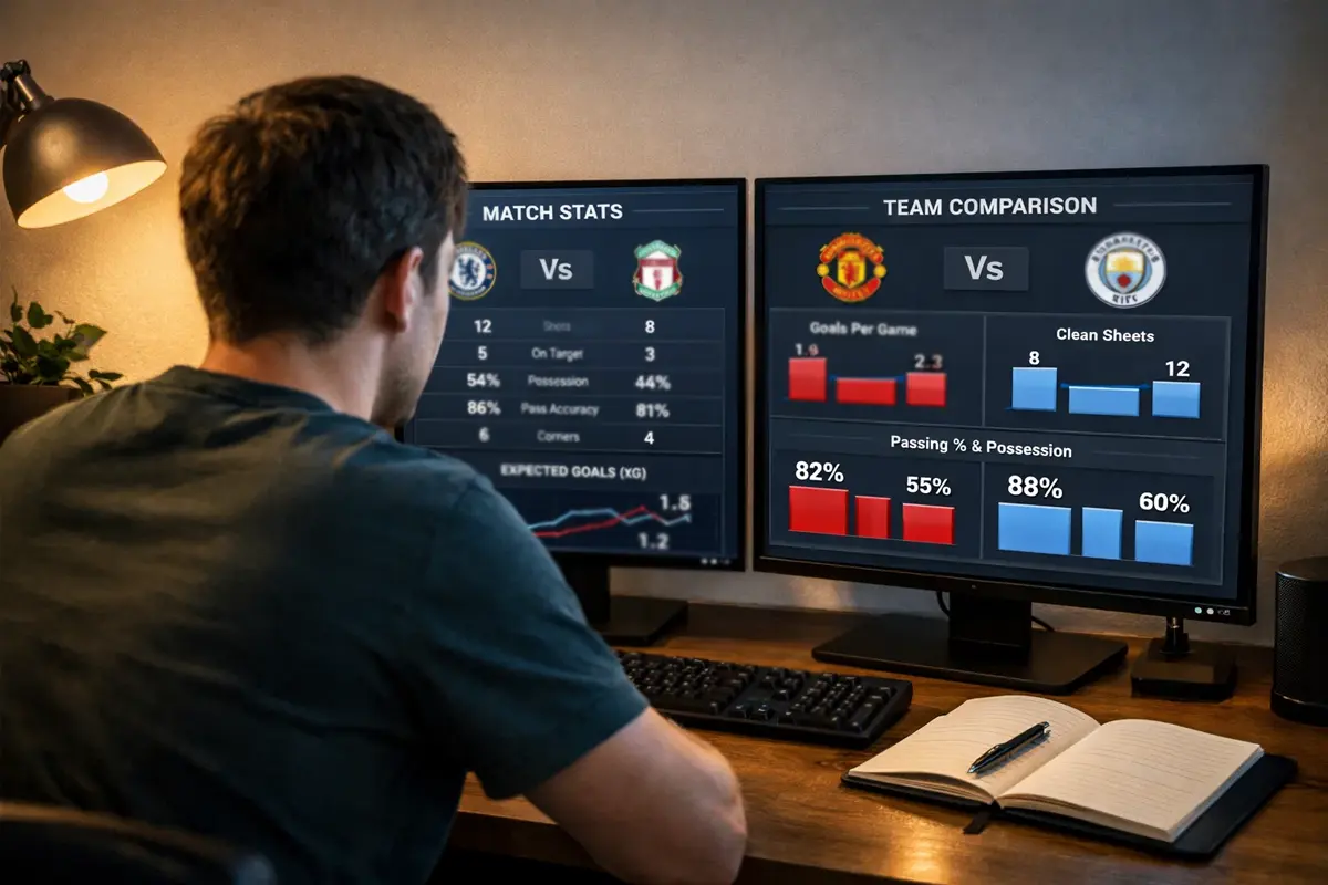 Wedder vergelijkt voetbalstatistieken op meerdere schermen