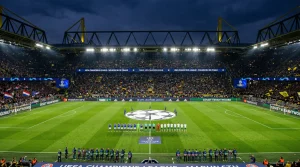 Afbeelding van een voetbalwedstrijd