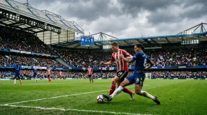 Afbeelding van een voetbalwedstrijd