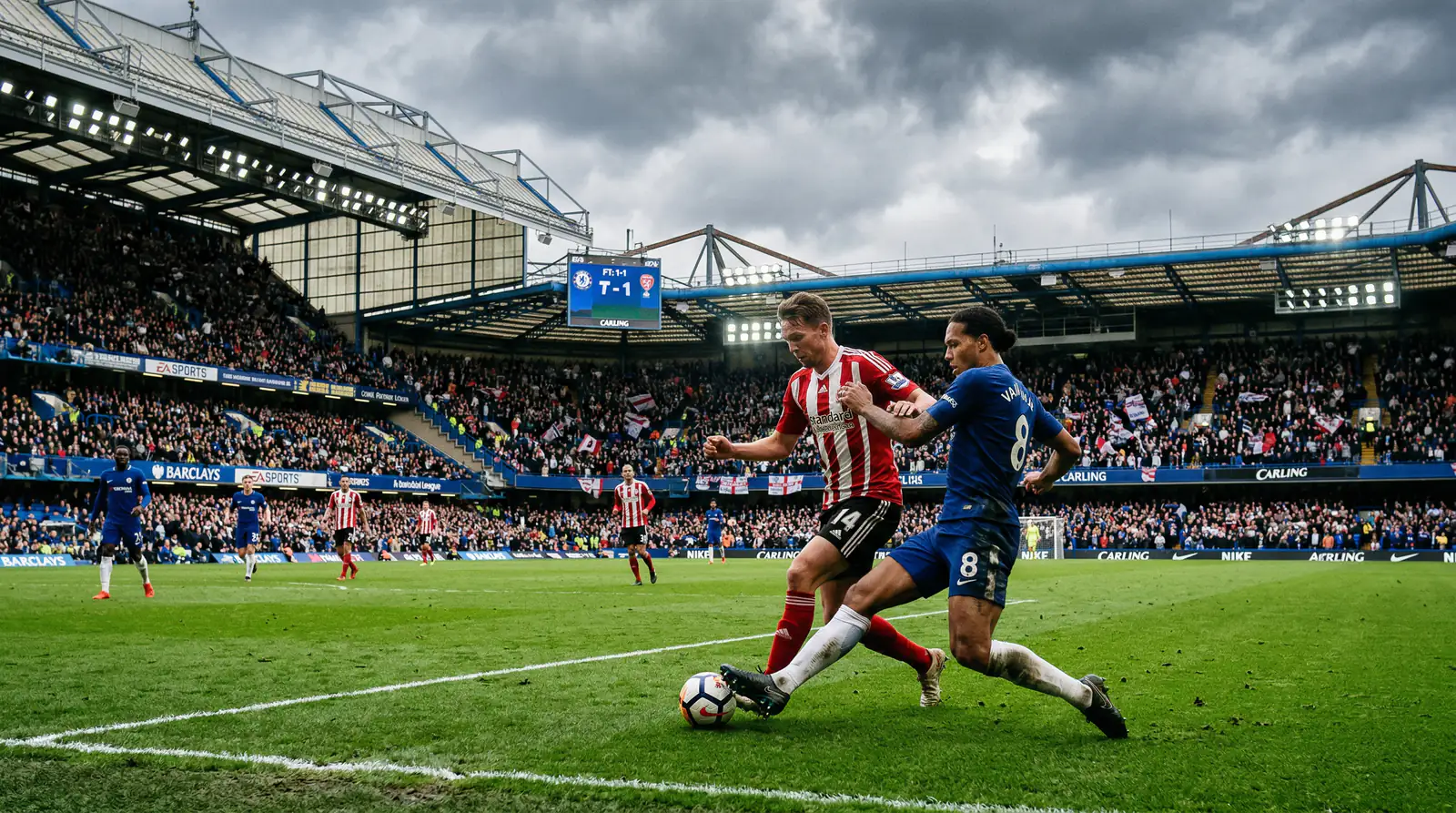 Afbeelding van een voetbalwedstrijd